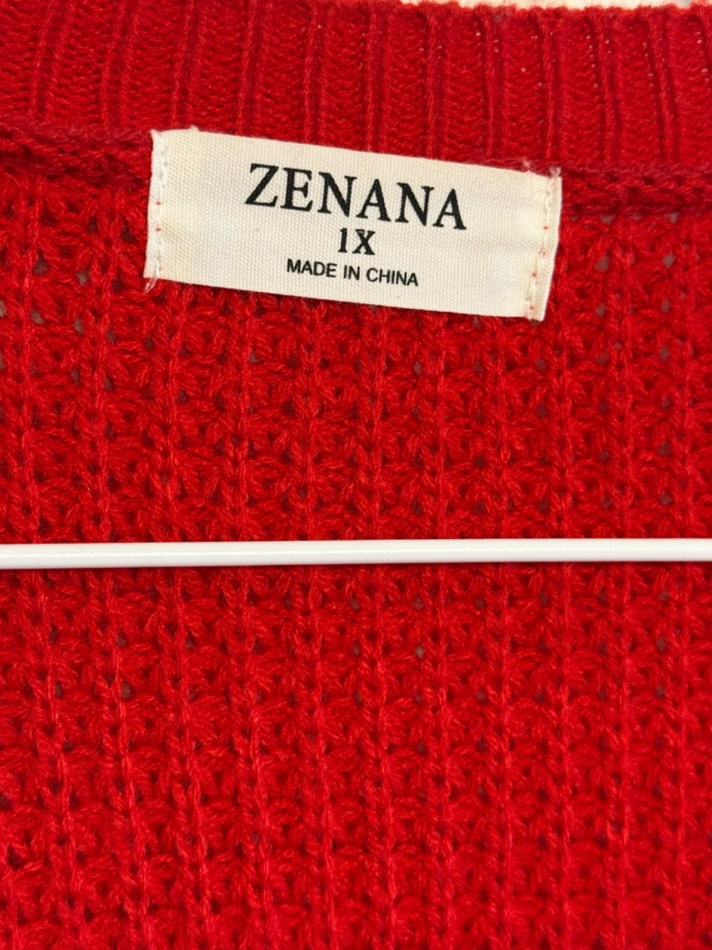 Zenana 1X Red Waffle Knit Cardigan Longline Open Front Pockets Cozy Sweater - Picture 5 of 10
